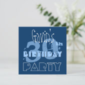 カスタムネーム モダン 30歳の誕生日 青系 招待状 (スタンド正面)