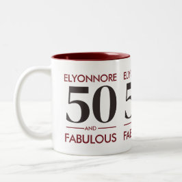 カスタムネーム モダン 50歳 おめでとう チェリー ワイン ツートーンマグカップ