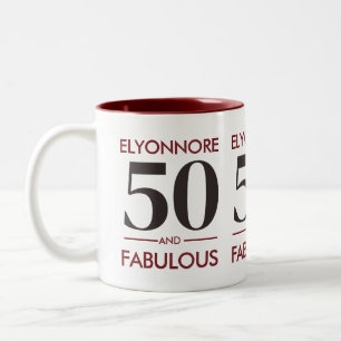 カスタムネーム モダン 50歳 おめでとう チェリー ワイン ツートーンマグカップ