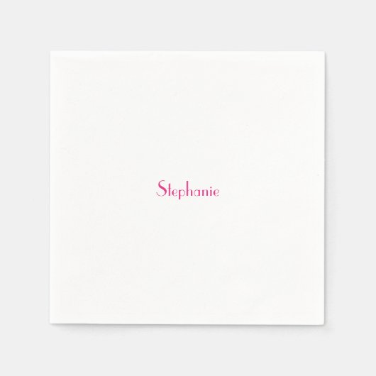 カスタムネーム モノグラム テンプレート ピンク ホワイト 2023 スタンダードカクテルナプキン (正面)