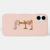 カスタムネーム リテールF ゴールドフォイル ピンクバラ Case-Mate iPhoneケース (裏面 (横))