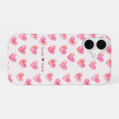 カスタムネーム ロマンティックピンク ラブデザイン - iPhone 16ケース (裏面横)