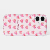 カスタムネーム ロマンティックピンク ラブデザイン -  iPhone 16ケース (裏面横)