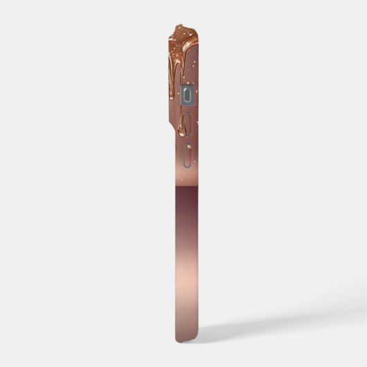 カスタムネーム ローズゴールド ドリップ ✨ メタリックグリッター iPhoneケース (左側面)