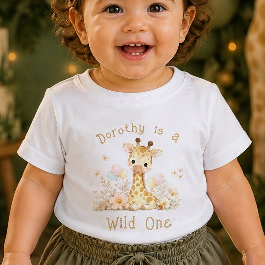 カスタムネーム ワイルドワン 1歳の誕生日 ベビーTシャツ