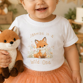 カスタムネーム ワイルドワン 1歳の誕生日 女の子用シャツ ベビーTシャツ