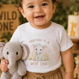 カスタムネーム ワイルドワン 1歳の誕生日 男の子Tシャツ ベビーTシャツ
