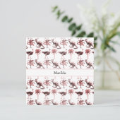 カスタムネーム ヴィンテージ カンガルー & オストリッチ 招待状 (スタンド正面)