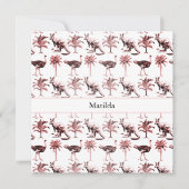 カスタムネーム ヴィンテージ カンガルー & オストリッチ 招待状 (正面)