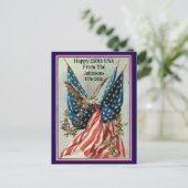 カスタムネーム ヴィンテージ 4th of July 愛国旗 ポストカード (スタンド正面)