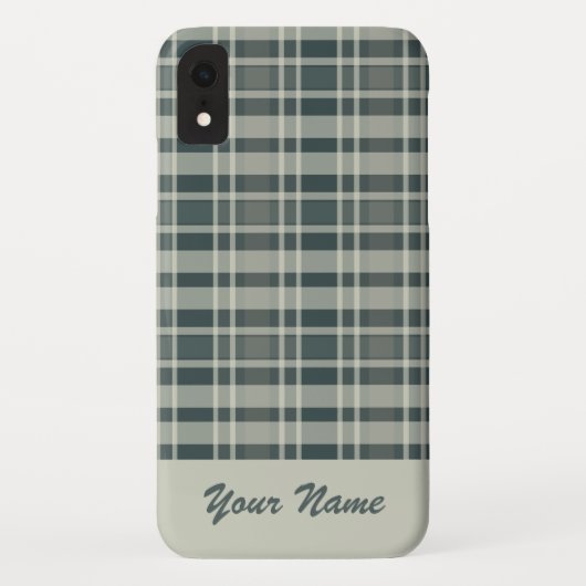 カスタムネーム 冬の生地 モノクロチェック柄 Case-Mate iPhoneケース (裏面)