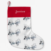 カスタムネーム 冬の葉っぱ柄 クリスマス スモールクリスマスストッキング (正面)