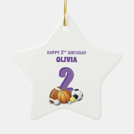 カスタムネーム 女子 2歳の誕生日 スポーツボール セラミック セラミックオーナメント