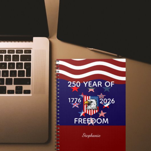 カスタムネーム、家族と自由のアメリカ250年 ノートブック