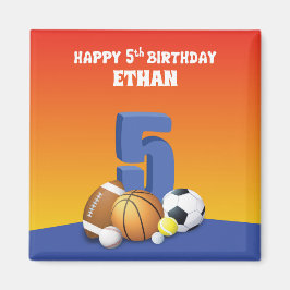 カスタムネーム 少年 5歳の誕生日 スポーツボール マグネット