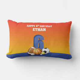 カスタムネーム 少年 6歳の誕生日 スポーツボール ランバークッション