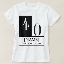 カスタムネーム&年齢Tシャツ ブラック ホワイト バースデークルー Tシャツ