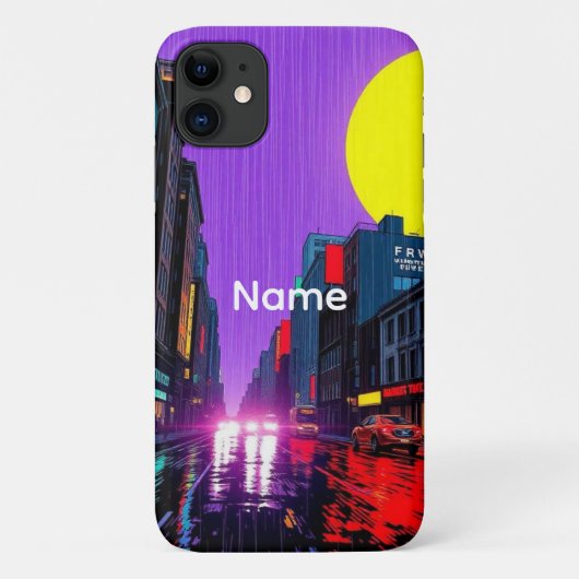 カスタムネーム 懐かし都市の雨景 iPhoneケース Case-Mate iPhoneケース (裏面)