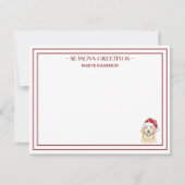 カスタムネーム 手描きゴールデンレトリーバー サンタ帽 ノートカード (正面)