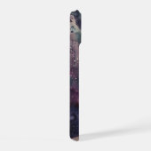 カスタムネーム 水彩画 宇宙の銀河と月 iPhone 15ケース (右側面)