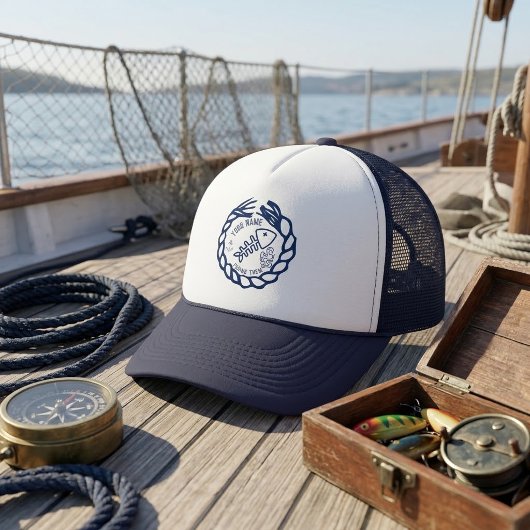 カスタムネーム 海の魚の骨のロープ  キャップ