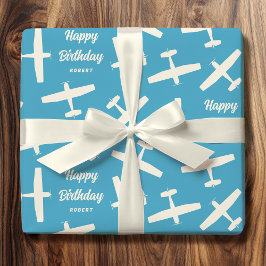 カスタムネーム 誕生日ギフトラッピング|航空機パターン ラッピングペーパー