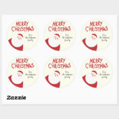 カスタムネーム 赤い メリークリスマス サンタ ホリデー ラウンドシール (シート)