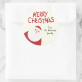 カスタムネーム 赤い メリークリスマス サンタ ホリデー ラウンドシール (バッグ)