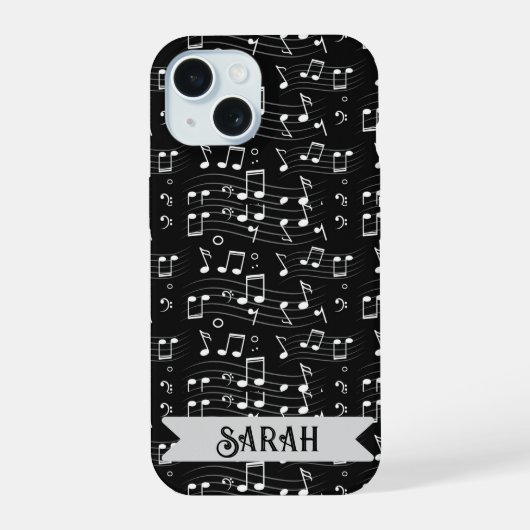 カスタムネーム 音符 iPhone 15ケース (裏面)
