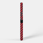 カスタムネーム 黒と赤のテクスチャー入り斜めストライプ SAMSUNG GALAXYケース (右側面)