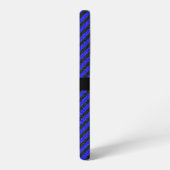 カスタムネーム 黒と青のテクスチャード対角ストライプ SAMSUNG GALAXYケース (左側面)