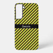 カスタムネーム 黒 黄色 テクスチャ 斜め ストライプ SAMSUNG GALAXYケース (裏面)