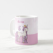 カスタムネーム 6歳の誕生日 ピンクの馬と王冠