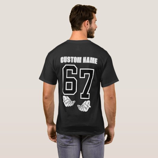 カスタムネーム - 67 シックス セブン スラング おもしろい MEME Tシャツ (裏面フル)