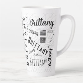 カスタムネーム Brittany ブラック ホワイト カフェラテマグ