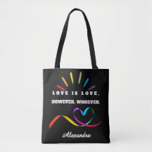 カスタムネーム Love is Love ミニマリスト プライドトートバッグ