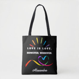 カスタムネーム Love is Love ミニマリスト プライドトートバッグ トートバッグ