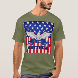 カスタムネーム USA 愛国的なイーグル センパー・フィデリス メンズ Tシャツ