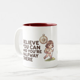 カスタムネームBelieve You Canガールズモチベーションマグ ツートーンマグカップ