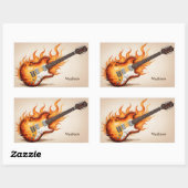 カスタムネームFlamingギター 長方形シール (シート)