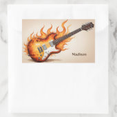 カスタムネームFlamingギター 長方形シール (バッグ)