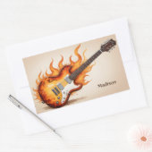 カスタムネームFlamingギター 長方形シール (封筒)