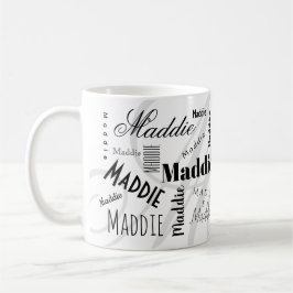 カスタムネームMaddie ブラック ホワイト コーヒーマグ コーヒーマグカップ