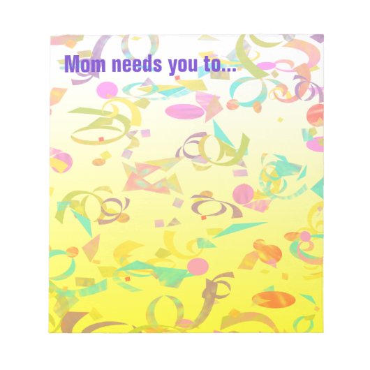 カスタムノートイエログラデーションカラフル紙吹雪トス ノートパッド (正面)