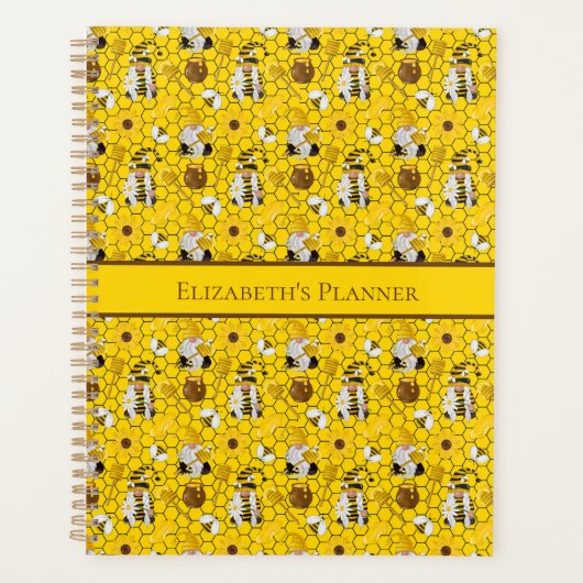 カスタムノーム黄色ひまわりミツバチはちみつ プランナー手帳 (正面)