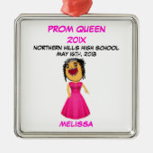 カスタムハイスクールプロムクイーンカートゥーン メタルオーナメント (正面)