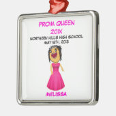 カスタムハイスクールプロムクイーンカートゥーン メタルオーナメント (左)