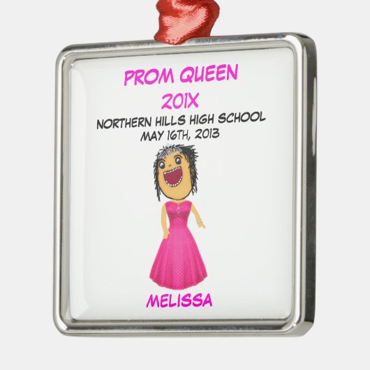 カスタムハイスクールプロムクイーンカートゥーン メタルオーナメント (左)
