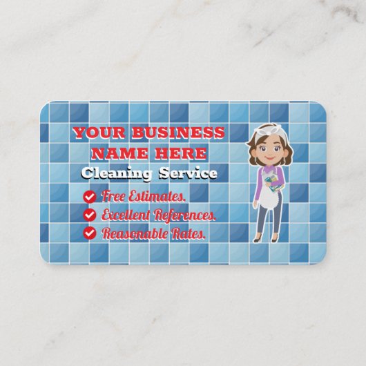 カスタムハウスクリーニングサービス清掃係メイドマンガ 名刺 (裏面)