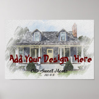 カスタムハウススケッチポートレート ポスター